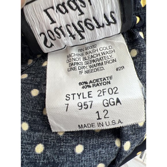 Southern Lady Polka Dot A-Line Maxi Skirt Womens 12 Black Acetate Blend - Picture 6 of 8